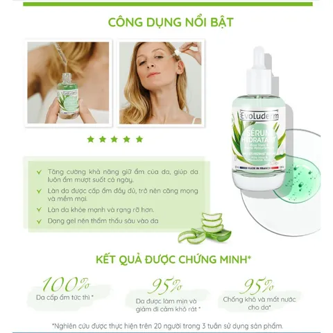 [EVOLUDERM] Tinh chất EVOLUDERM MOISTURIZING SERUM giúp dưỡng ẩm sâu, không bết dính 30ml.