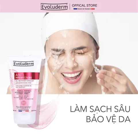 Sữa rửa mặt tẩy tế bào chết Evoluderm dạng gel giúp làm sạch sâu, giảm mụn hiệu quả 150ml (17322) (QT)