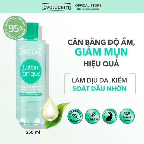 Nước hoa hồng Evoluderm thiên nhiên thuần chay se khít lỗ chân lông, dưỡng ẩm da mịn màng 250ml (QT)