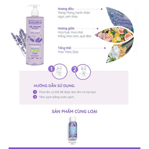 [EVOLUDERM] Gel Tắm Dưỡng Da Hương Lavender Evoluderm Relaxing Lavender Shower Gel 500ml