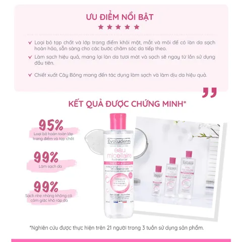[EVOLUDERM] COMBO 02 Nước tẩy trang EVOLUDERM MICELLAR CLEANSING WATER DRY AND SENSITIVE SKIN 250ml