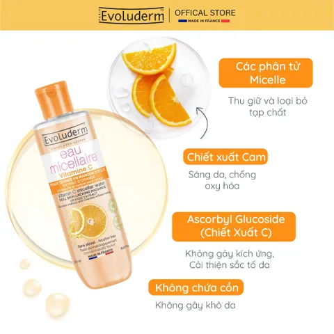 Nước Tẩy Trang không cồn Evoluderm thiên nhiên thuần chay làm sạch sâu, da mịn màng 250ml (QT)