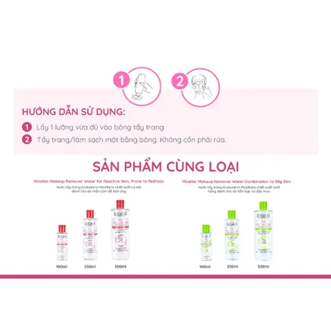 [EVOLUDERM] COMBO 02 Nước tẩy trang EVOLUDERM MICELLAR CLEANSING WATER DRY AND SENSITIVE SKIN 250ml