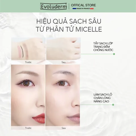 Nước Tẩy Trang không cồn Evoluderm thiên nhiên thuần chay làm sạch sâu, da mịn màng 250ml (QT)