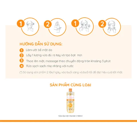 Sữa Rửa Mặt Vitamin C Evoluderm thiên nhiên thuần chay, làm sạch sâu dưỡng da trắng sáng 500ml (QT)