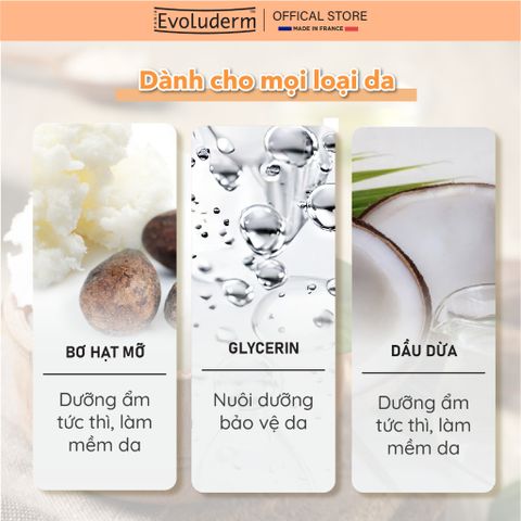 Gel Tắm Evoluderm Dưỡng Ẩm Mềm Mại Chiết Xuất Bơ Hạt Mỡ Karite 500ml