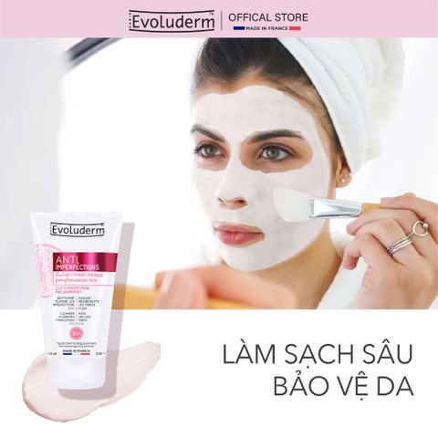 Sữa rửa mặt và Mặt nạ 2 in 1 Evoluderm giúp da sạch sâu, thông thoáng giảm mụn hiệu quả 150ml (17323) (QT)