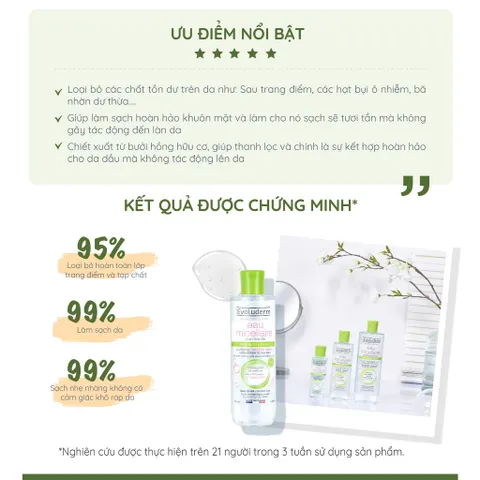 [EVOLUDERM] COMBO 02 Nước tẩy trang EVOLUDERM MICELLAR CLEANSING WATER COMBINATION TO OILY SKINS 250ml