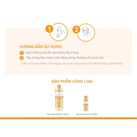 [EVOLUDERM] Nước Tẩy Trang EVOLUDERM VITAMIN C MICELLAR WATER DULL SKIN LACKING RADIANCE ORANGE EXTRACT 500ml