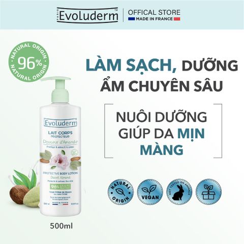 Gel Tắm Evoluderm Dưỡng Ẩm Mềm Mại Chiết Xuất Hạnh Nhân 500ml