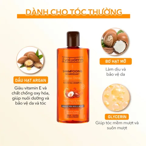 Dầu gội không silicon Evoluderm giúp dưỡng tóc suôn mượt và phục hồi tóc 400ml (QT)