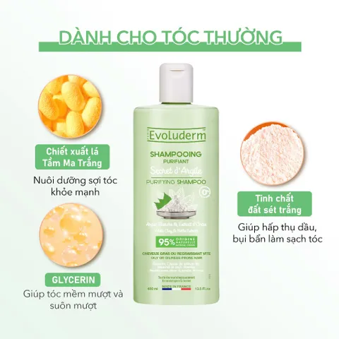 Dầu gội không silicon Evoluderm giúp dưỡng tóc suôn mượt và phục hồi tóc 400ml (QT)