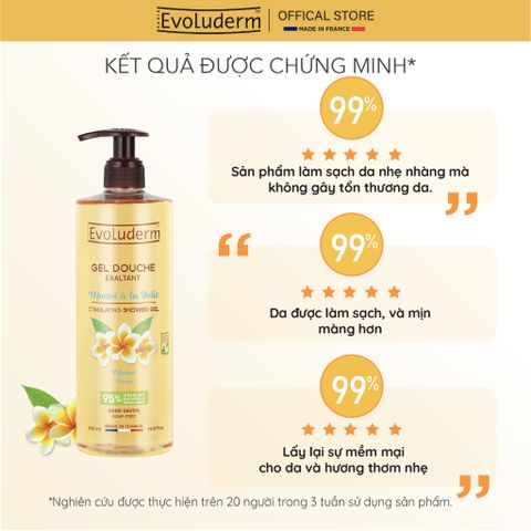 Gel Tắm Evoluderm Dưỡng Ẩm Mềm Mại Chiết Xuất Hoa Sứ Trắng Monoi Tahiti 500ml