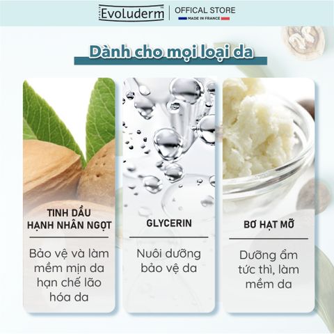 Gel Tắm Evoluderm Dưỡng Ẩm Mềm Mại Chiết Xuất Hạnh Nhân 500ml