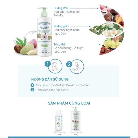 Gel Tắm Evoluderm Dưỡng Ẩm Mềm Mại Chiết Xuất Hạnh Nhân 500ml
