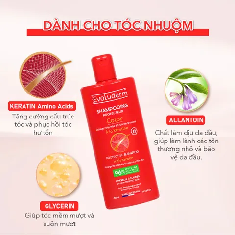 Dầu gội không silicon Evoluderm giúp dưỡng tóc suôn mượt và phục hồi tóc 400ml (QT)