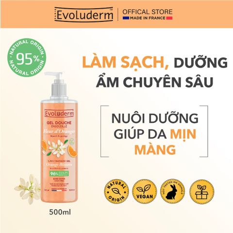 Gel Tắm Evoluderm Dưỡng Ẩm Mềm Mại Chiết Xuất Hoa Cam Orange Blossom 500ml