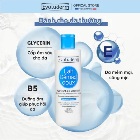 Sữa Tẩy Trang Evoluderm Giúp Làm Sạch Da, Dưỡng Ẩm Và Mềm Mịn Làn Da 250ml (QT)