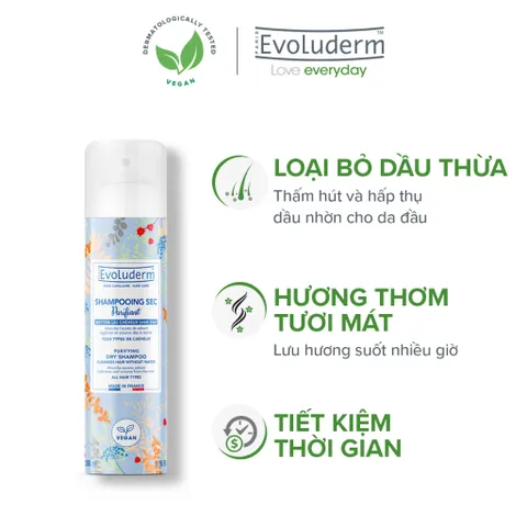 Dầu Gội Khô Evoluderm Giúp Làm Sạch, Giữ Tóc Bồng Bềnh 200ml