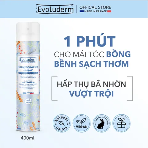 Dầu Gội Khô Evoluderm Giúp Làm Sạch Tóc, Làm Phồng Tóc Cấp Tốc (QT)