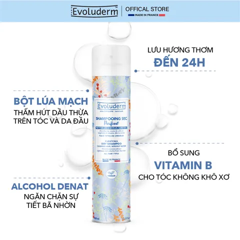 Dầu Gội Khô Evoluderm Giúp Làm Sạch Tóc, Làm Phồng Tóc Cấp Tốc (QT)