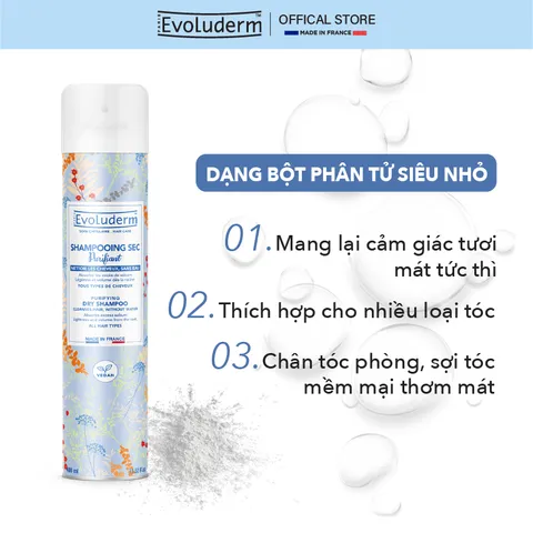Dầu Gội Khô Evoluderm Giúp Làm Sạch Tóc, Làm Phồng Tóc Cấp Tốc (QT)