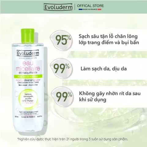 Bộ nước tẩy trang Evoluderm dành cho da dầu mụn và da hỗn hợp 500ml và 250ml