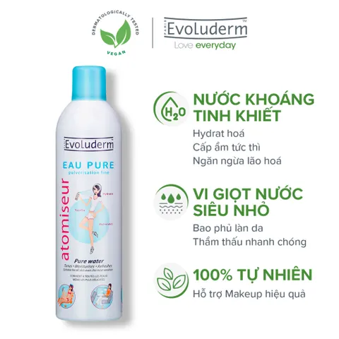 Xịt khoáng dưỡng da Evoluderm dưỡng ẩm tức thì cho da 50ml, 150ml, 400ml