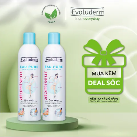 Bộ 2 Xịt khoáng dưỡng da cấp ẩm Evoluderm Atomiseur Eau Pure 400ml/chai