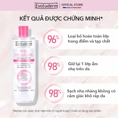Bộ 2 nước tẩy trang Evoluderm dành cho da khô và nhạy cảm 250ml-500ml