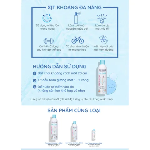 Bộ 2 Chai Xịt khoáng dưỡng ẩm, làm dịu và bảo vệ da Evoluderm Atomiseur Eau Pure 150mlx2