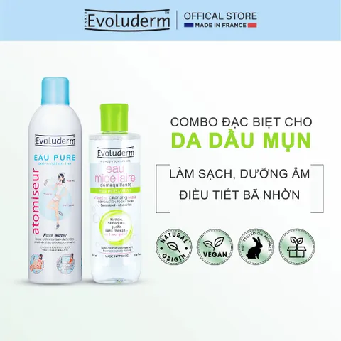 COMBO Xịt khoáng Evoluderm 400ml và Nước tẩy trang 250ml