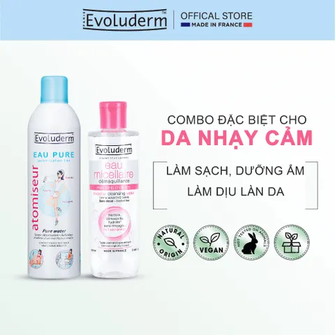 COMBO Xịt khoáng Evoluderm 400ml và Nước tẩy trang 250ml