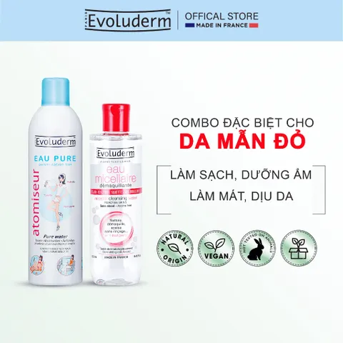 COMBO Xịt khoáng Evoluderm 400ml và Nước tẩy trang 250ml