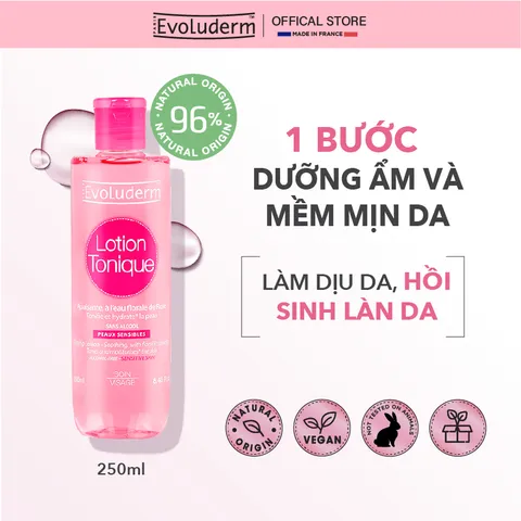 Combo Xịt Khoáng Evoluderm 400ml và Nước hoa hồng Evoluderm cho da nhạy cảm 250ml