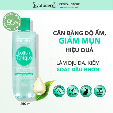 Bộ Xịt Khoáng Evoluderm dưỡng ẩm cấp nước 400ml và Nước Hoa Hồng cho da hỗn hợp dầu mụn 250ml