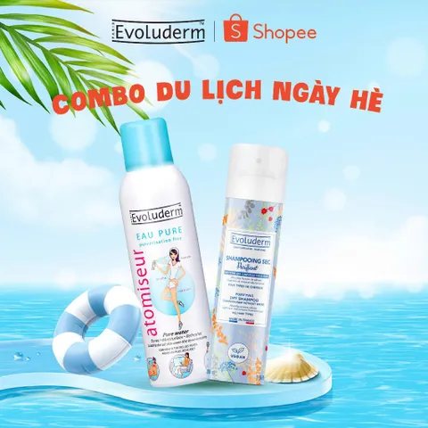 [COMBO DU LỊCH] Combo Xịt khoáng dưỡng ẩm Evoluderm 150ml và Gội Khô tiện lợi cho mái tóc bồng bền Evoluderm 200ml
