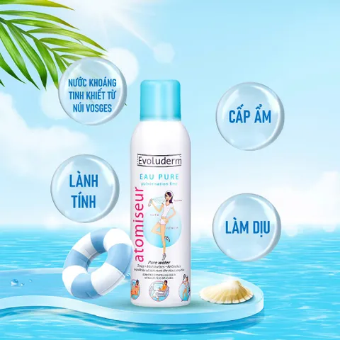 [COMBO DU LỊCH] Combo Xịt khoáng dưỡng ẩm Evoluderm 150ml và Gội Khô tiện lợi cho mái tóc bồng bền Evoluderm 200ml