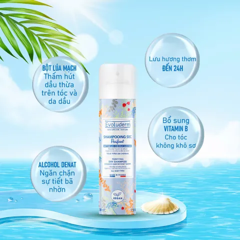 [COMBO DU LỊCH] Combo Xịt khoáng dưỡng ẩm Evoluderm 150ml và Gội Khô tiện lợi cho mái tóc bồng bền Evoluderm 200ml