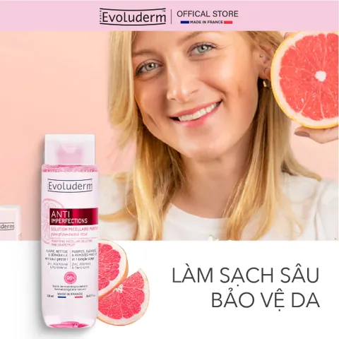 Nước Tẩy Trang Evoluderm Anti-Imperfections Chiết Xuất Bưởi Hồng, Công Thức Đặc Biệt Dành Da Dầu Mụn 250ml(20389)