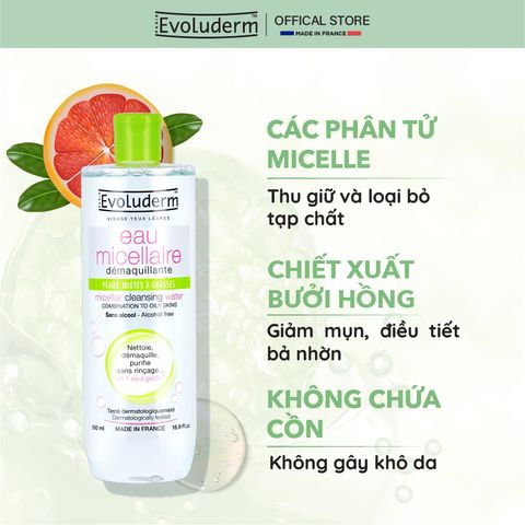COMBO Xịt khoáng Evoluderm 150ml và Nước tẩy trang sạch sâu, dưỡng ẩm Evoluderm 250ml