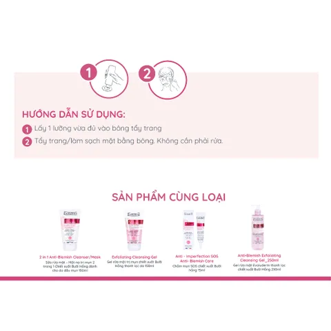 Nước Tẩy Trang Evoluderm Anti-Imperfections Chiết Xuất Bưởi Hồng, Công Thức Đặc Biệt Dành Da Dầu Mụn 250ml(20389)