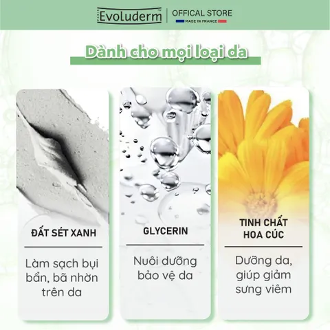 [HSD:10.26] Mặt nạ đất sét ngừa mụn sáng da giảm bã nhờn hiệu quả Evoluderm clay mask Purifying 150ml