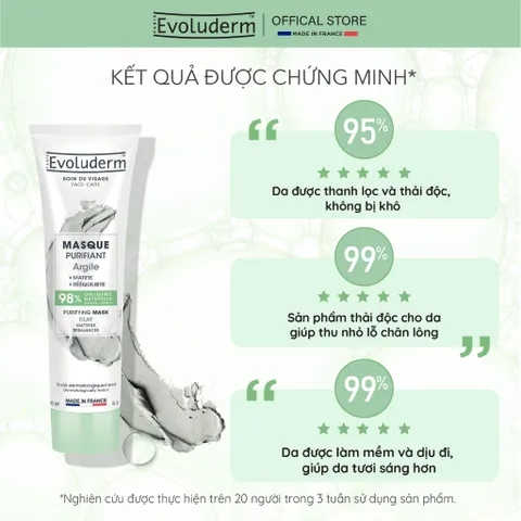 [HSD:10.26] Mặt nạ đất sét ngừa mụn sáng da giảm bã nhờn hiệu quả Evoluderm clay mask Purifying 150ml