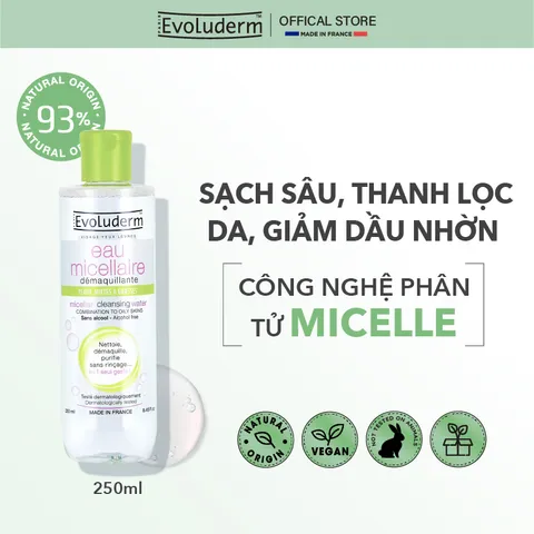 COMBO Xịt Khoáng Evoluderm PURE WATER 150ml Và Nước Tẩy Trang EVOLUDERM MICELLAR CLEANSING 250ml