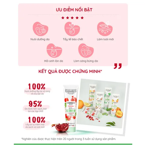 COMBO Xịt khoáng Evoluderm 150ml và Tẩy tế bào chết hương Lựu cho da mặt Evoluderm 150ml