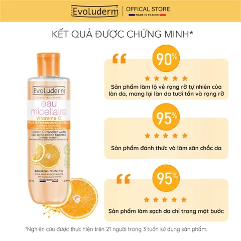 Nước Tẩy Trang Vitamin C Làm Sạch và Tươi Tắn Da Evoluderm Micellar Water Makeup Remover Vitamin C ( Nhiều phân loại)