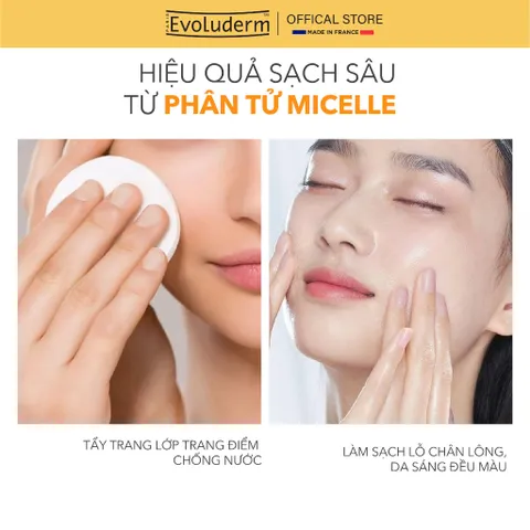 Nước Tẩy Trang Vitamin C Làm Sạch và Tươi Tắn Da Evoluderm Micellar Water Makeup Remover Vitamin C ( Nhiều phân loại)