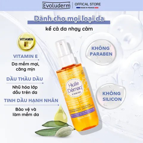 [HSD:8.2026] Dầu Tẩy Trang Tinh Dầu Hạnh Nhân Evoluderm Làm Sạch Sâu, Dưỡng Ẩm, Chống Lão Hóa Almond Cleansing Oil 150g