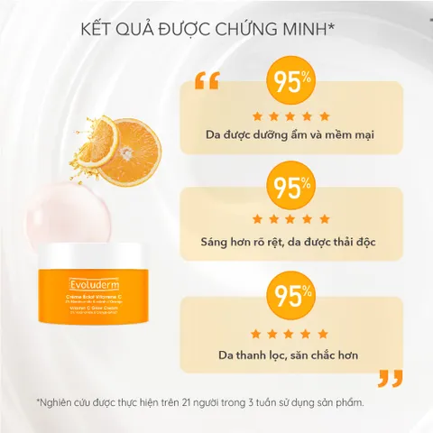 Kem dưỡng EVOLUDERM VITAMIN C GLOW CREAM hỗ trợ trắng sáng da Evoluderm chiết xuất Vitamin C 50ml